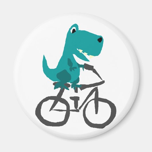 Tレックスおもしろい乗り自転車漫画 マグネット (正面)
