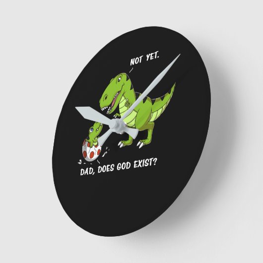 Tレックスおもしろい恐竜パパ神は無神論者を存在する ラウンド壁時計 (傾斜)