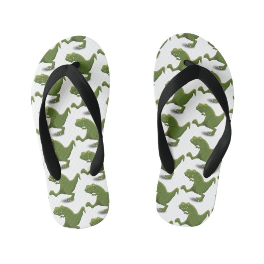 Tレックスおもしろい漫画のユーモア キッズビーチサンダル (フットベッド)