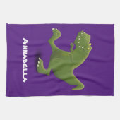 Tレックスおもしろい漫画のユーモア キッチンタオル (横)