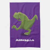 Tレックスおもしろい漫画のユーモア キッチンタオル (縦)