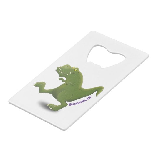 Tレックスおもしろい漫画のユーモア クレジットカード栓抜き (正面アングル)