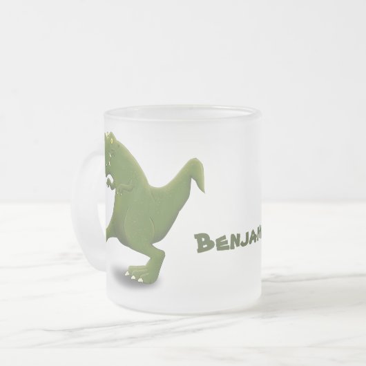 Tレックスおもしろい漫画のユーモア フロストグラスマグカップ (正面左)