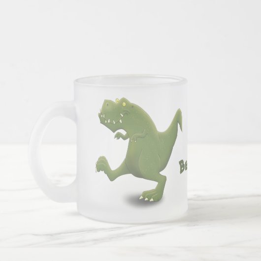 Tレックスおもしろい漫画のユーモア フロストグラスマグカップ (左)