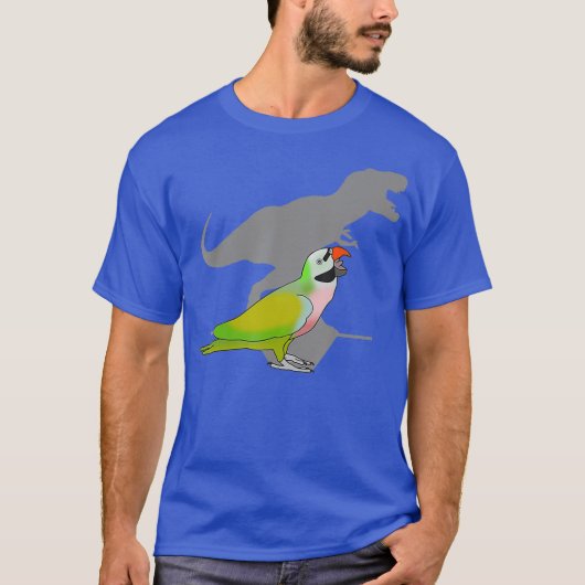 Tレックスおもしろい雄ひげインコ Tシャツ (正面)
