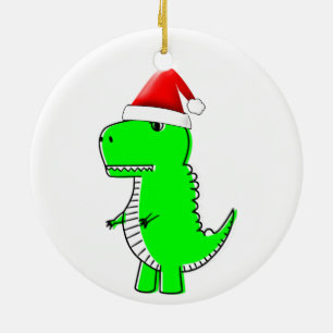 Tレックスかわいいディノサンタスクリスマスハット セラミックオーナメント