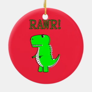 Tレックスかわいいディノレッドクリスマス セラミックオーナメント