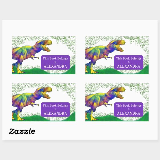 Tレックスこの本は子供の名前に属している 長方形シール (シート)
