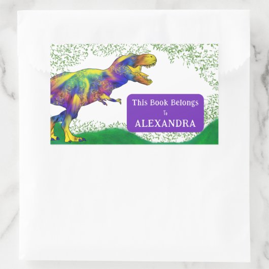 Tレックスこの本は子供の名前に属している 長方形シール (バッグ)