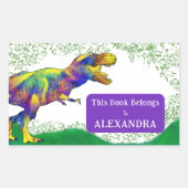 Tレックスこの本は子供の名前に属している 長方形シール (正面)