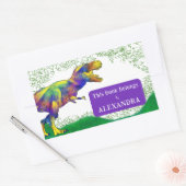 Tレックスこの本は子供の名前に属している 長方形シール (封筒)