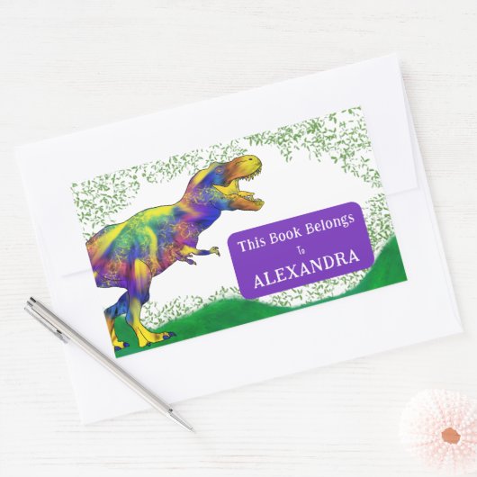 Tレックスこの本は子供の名前に属している 長方形シール (封筒)