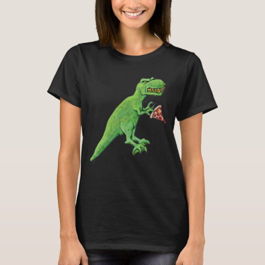 Tレックスとピザ Tシャツ (正面)
