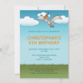 Tレックスとプテラノドン恐竜かわいい子供の誕生日 招待状 (裏面)