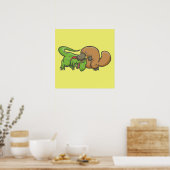 TレックスとPlatypus ポスター (キッチン)