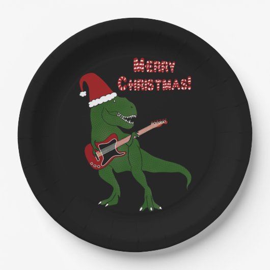 Tレックスのギターのクリスマス ペーパープレート (正面)