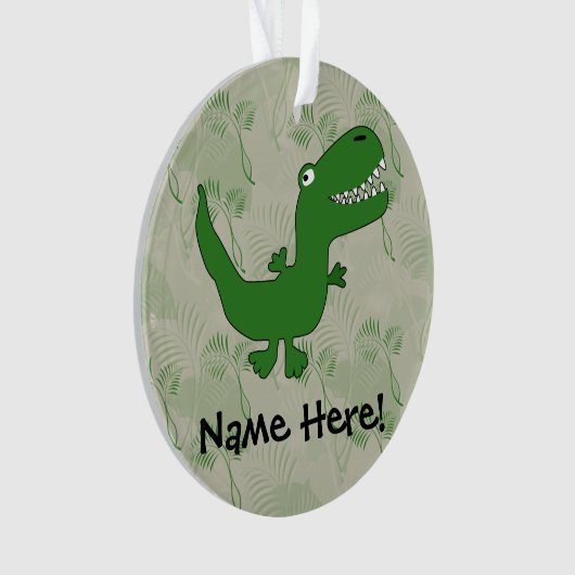 Tレックスのティラノサウルス・レックスのレックスの恐竜の漫画は男の子をからかいます オーナメント (正面)