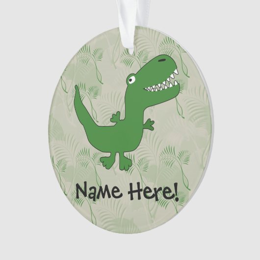 Tレックスのティラノサウルス・レックスのレックスの恐竜の漫画は男の子をからかいます オーナメント (正面)