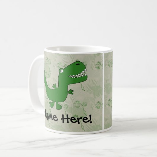 Tレックスのティラノサウルス・レックスのレックスの恐竜の漫画は男の子をからかいます コーヒーマグカップ (正面左)
