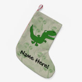 Tレックスのティラノサウルス・レックスのレックスの恐竜の漫画は男の子をからかいます スモールクリスマスストッキング (正面 (吊り時))