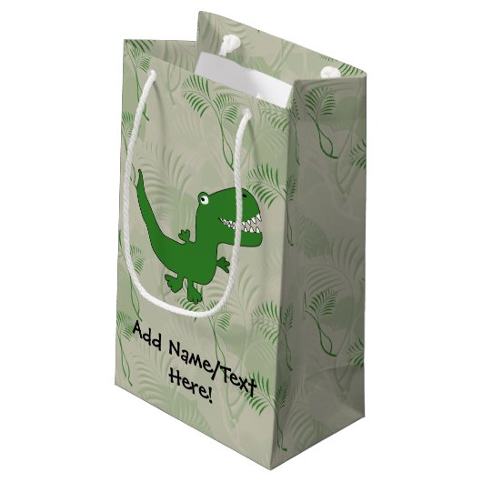 Tレックスのティラノサウルス・レックスのレックスの恐竜の漫画は男の子をからかいます スモールペーパーバッグ (裏面アングル)