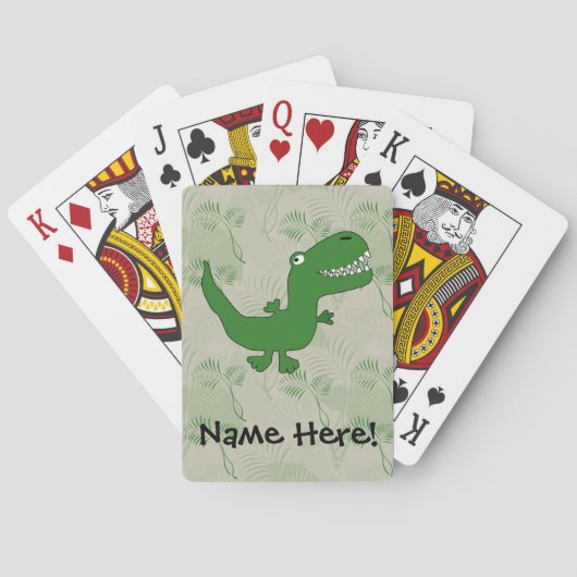 Tレックスのティラノサウルス・レックスのレックスの恐竜の漫画は男の子をからかいます トランプ (裏面)