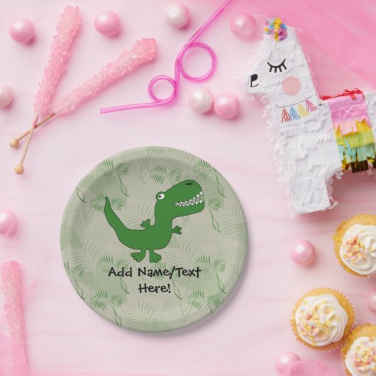 Tレックスのティラノサウルス・レックスのレックスの恐竜の漫画は男の子をからかいます ペーパープレート (パーティー)