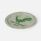 Tレックスのティラノサウルス・レックスのレックスの恐竜の漫画は男の子をからかいます ペーパープレート (アングル)