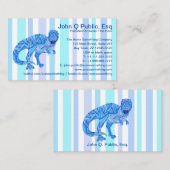 Tレックスの先史時代カラフルのストライプ恐竜 名刺 (正面/裏面)
