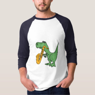 Tレックスの恐竜のワイシャツを遊ぶサクソフォーンとして Tシャツ