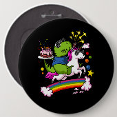 Tレックスの恐竜の乗馬のユニコーンの誕生会 缶バッジ (正面&裏面)