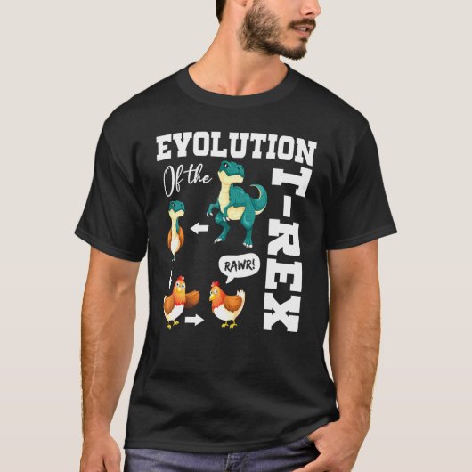 Tレックスの進化 ティラノサウルス ニワトリ ガーグッズ F Tシャツ (正面)