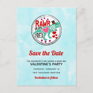 TレックスのTop Hat おもしろい Valentine Save the Date ポストカード