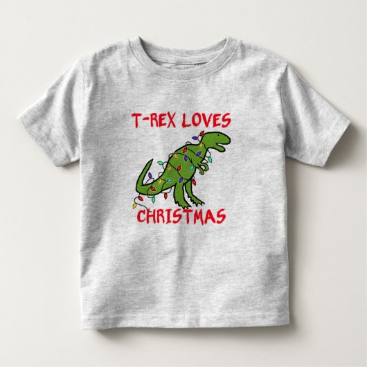 Tレックスはクリスマスを愛します トドラーTシャツ (正面)