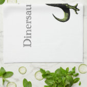 Tレックスはナイフ及びフォークを持つ鶏を食べます: Dinersaur… キッチンタオル (折り畳み)