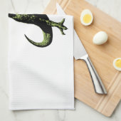 Tレックスはナイフ及びフォークを持つ鶏を食べます: Dinersaur… キッチンタオル (四つ折り)