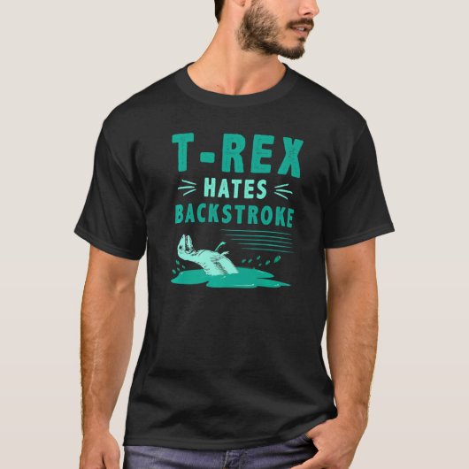 Tレックスは背泳ぎおもしろい恐竜大嫌い Tシャツ (正面)