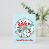 Tレックスイントップハットかわいいバレンタおもしろいイン シーズンカード (スタンド正面)