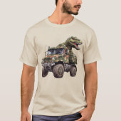 Tレックスイン軍隊トラック迷彩柄オフロードジュラシック Tシャツ (正面)
