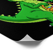 Tレックスイースターバニーと卵バスケットおもしろい恐竜B ポスター (角)