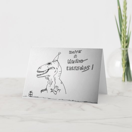 Tレックスオープニングプレゼントクリスマス カード (正面)