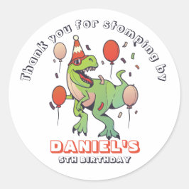 Tレックスカッコいい恐竜キッズボーイズバースデーパーティー ラウンドシール