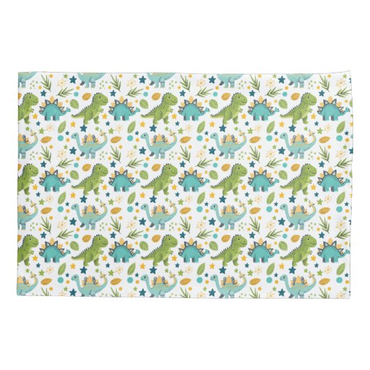 Tレックスカラフルパターン名ピローケース 枕カバー (裏面)