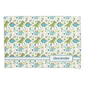 Tレックスカラフルパターン名ピローケース 枕カバー (正面)