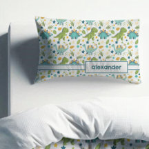 Tレックスカラフルパターン名ピローケース