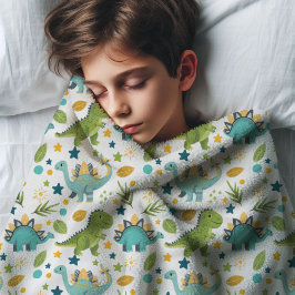 Tレックスカラフルパターン名恐竜 フリースブランケット