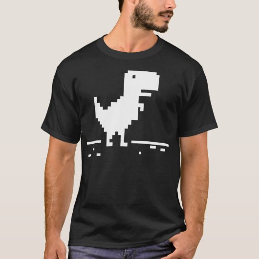 Tレックスギーク恐竜ピクセルアートなしインターネット接続 Tシャツ (正面)
