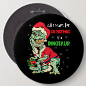 Tレックスクリスマスに欲しいのは恐竜サンタ 缶バッジ (正面&裏面)