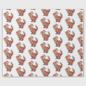 Tレックスクリスマスライトおもしろいキッズラッピング紙 ラッピングペーパー (フラット)