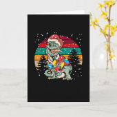 Tレックスクリスマス カード (黄色い花)